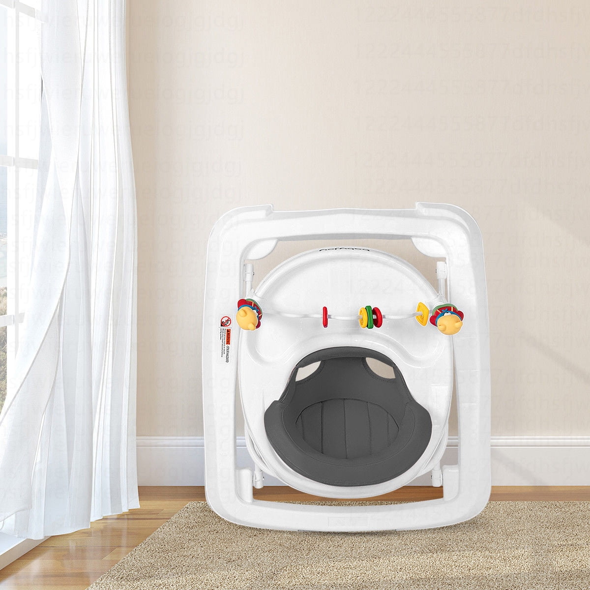 Costway Baby Walker Adjustable Height Removable Toy Wheels Folding Portable Gray