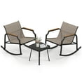 thumbnail image 2 of Costway 3 PCS Rocking Bistro Set Outdoor Conversation Set with Porch Rocking Chairs, 2 of 10