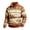Brown, variant on Mens Sweatshirt Fleece Lined Fair Isle Snow Mountain Print Quarter Zip Mock Neck Soft Warm Casual Sweatshirt Loose Fit Daily Spring Fall Outfits Cyan L