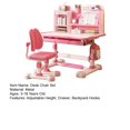 thumbnail image 6 of Trendix Study Desk Chair Set, Tiltable Desktop, Height Adjustable Table Chair Set with Dual Back Support, Book Holder, Foot Pedal, Partition Design, Backpack Hooks - Pink, 6 of 6