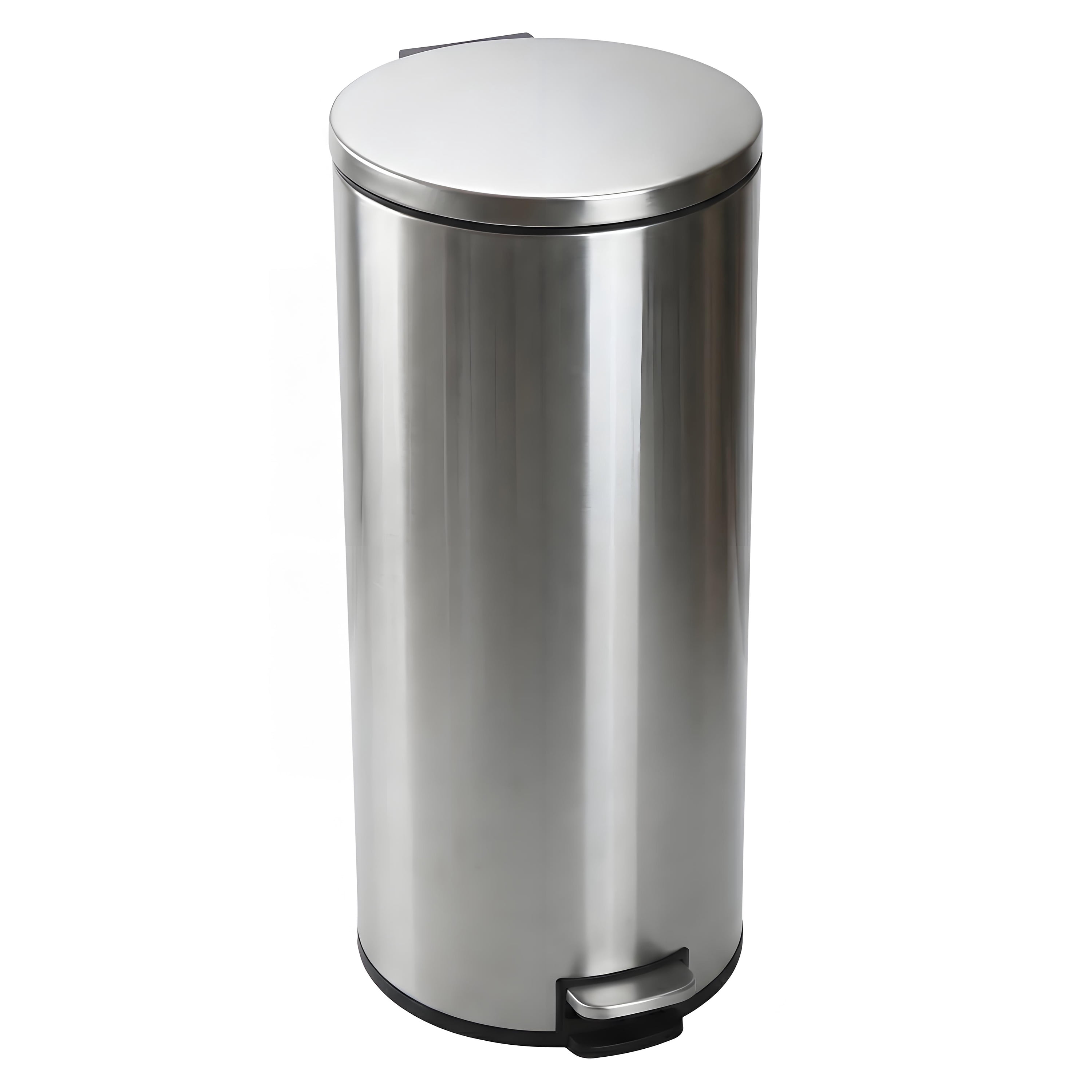 Better Homes & Gardens Kitchen Trash Can, 30 Litre Stainless Steel Round Step Garbage Bin with Soft Close Lid, Silver