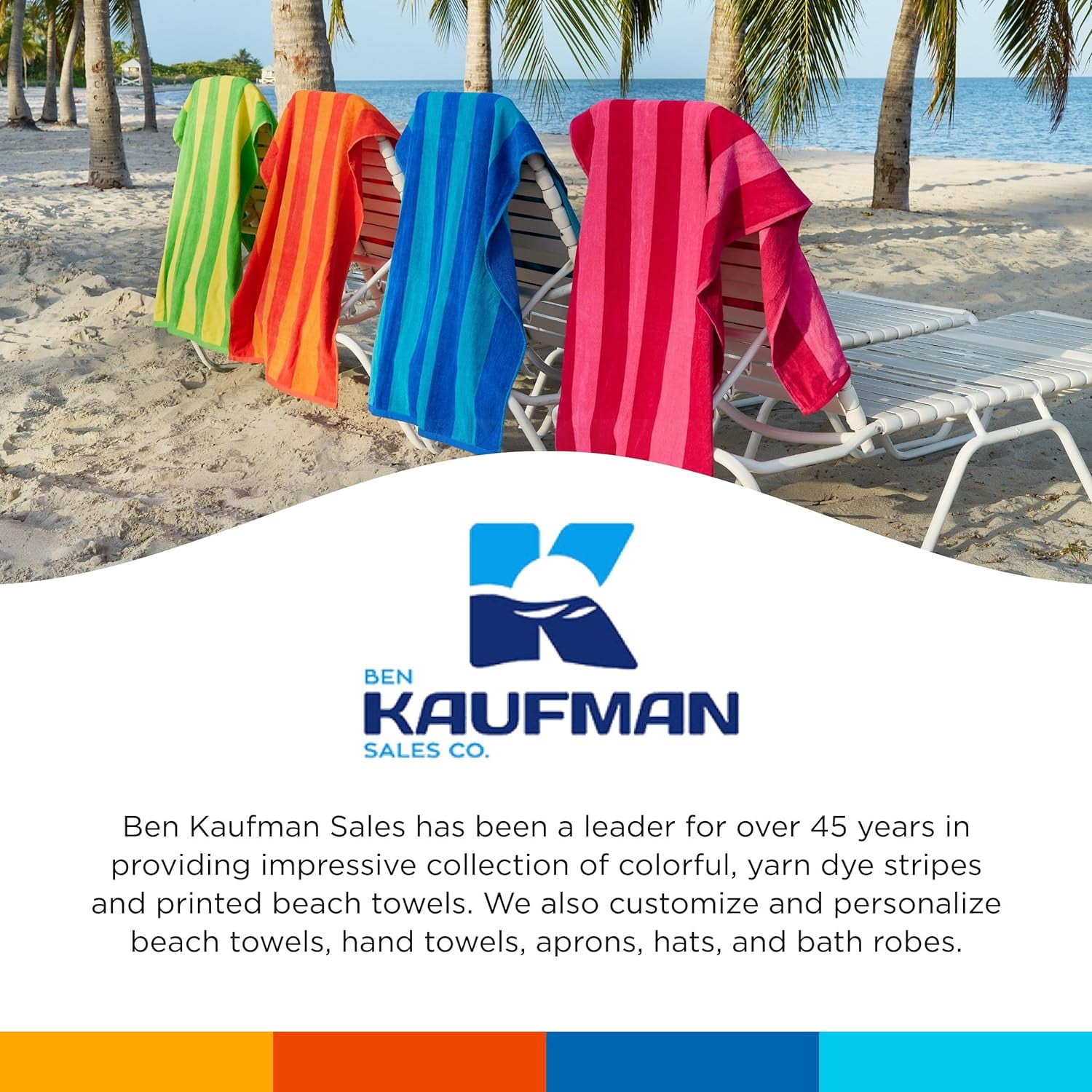 Kaufman - Ultrasoft, Plush ,100% Combed Ring Spun Yarn dye Cotton Velour Tonal Stripe Oversized 30”x60” Highly Absorbent, Quick Dry, Colorful Striped Beach, Pool and Bath Towel. (4)