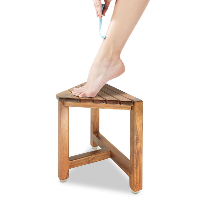 Reposapiés de ducha ENKEZI de madera maciza de pino para afeitar, 30 cm