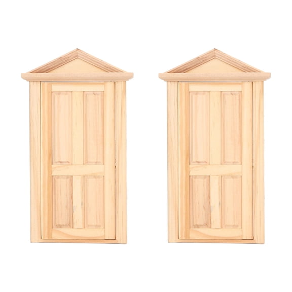 Falleo Clearance 2pcs Dollhouse Miniature Door 1:12 Scale 1: 16 Scale Furniture DIY Dollhouse Mini Wooden Door for Chrismas