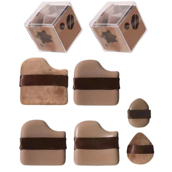 GuoXiaoNiu Makeup Puff, Chocolate Color Quick Makeup Foundation Puff Set, Mini Powder Blusher Puffs Set 2PCS