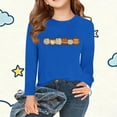 thumbnail image 2 of Royal Blue Boy Girl Graphic T Shirts for Kids Girl Boy Winter Fall Long Sleeve Crew Neck Dressy Happy Holiday Gift Thanksgiving Casual Cute T Shirt Thermal Tops T shirt Child 2025 8 Years, 2 of 5