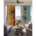 thumbnail image 4 of Floral Orange Blackout Curtains 45 Inches Long for Bedroom,Multicolor Striped Decadent Botanical Flower Thermal Insulated Room Darkening Black Out Window Curtain Panels Grommet Drapes for Living Room, 4 of 8