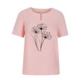 thumbnail image 3 of Babysbule Women's Tops Fashion Woman Rounk Neck Short Sleeve Blouse T-Shirt Printing Loose Tops, 3 of 4