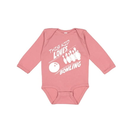

Inktastic This Kid Loves Bowling Gift Baby Boy or Baby Girl Long Sleeve Bodysuit