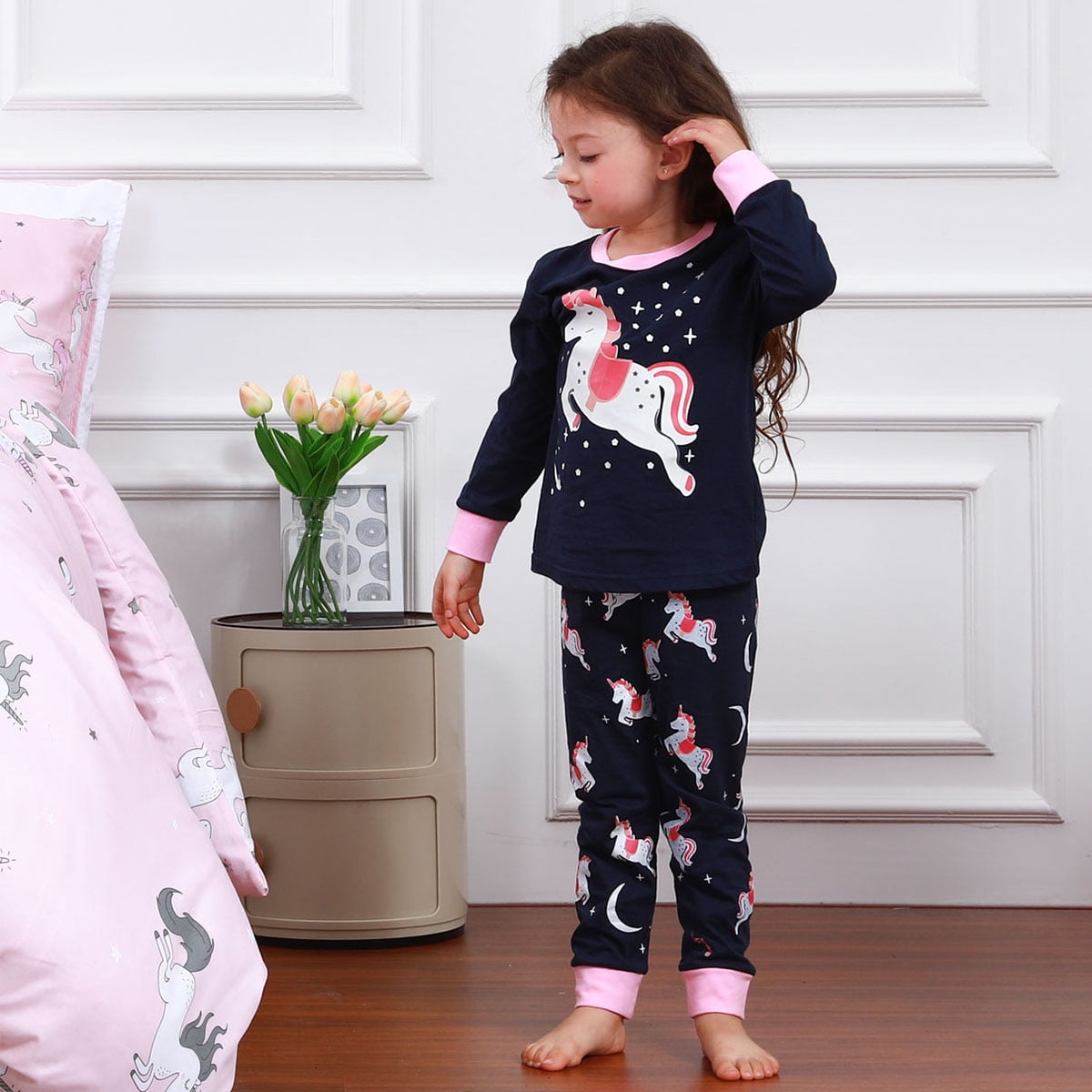 Girls Unicorn Pajama Sets Girl Pijamas Kids Skeleton Glowing in the Dark Pyjamas Sleepwear Boys Halloween Pjs Walmart
