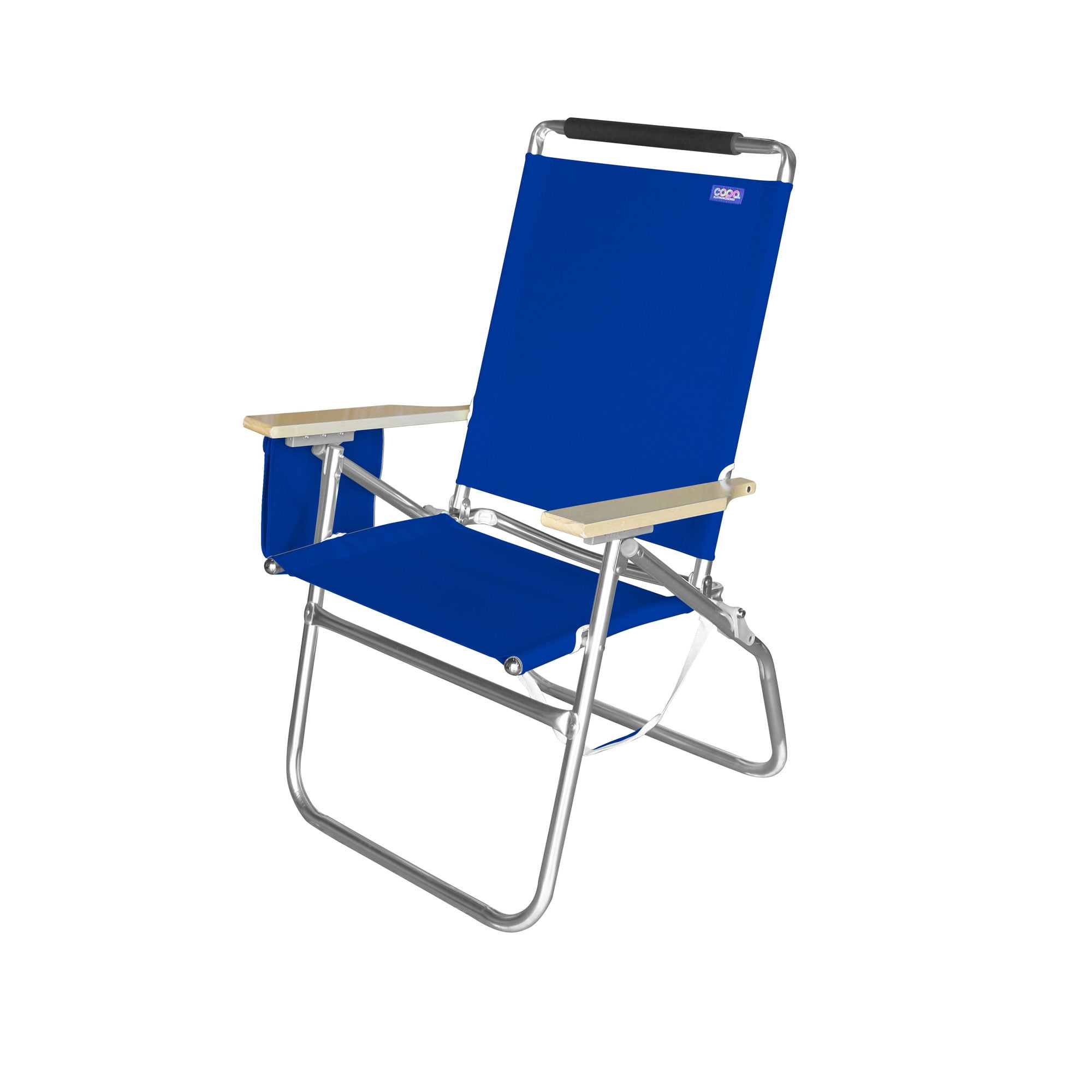 New Copa 5 Position Lay Flat Aluminum Beach Chair Pacific Blue for Large Space