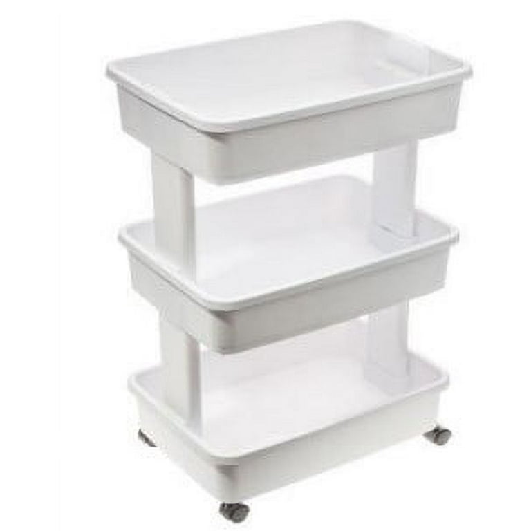 Mainstays 3 Tier Metal Utility Cart, Arctic White, Easy Rolling, Indoor, Adult and Child