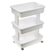Mainstays 3-Tier Plastic Rolling Laundry Cart, Arctic White