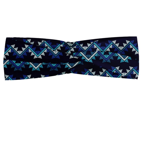 Aztec Headband, Cultural Zigzags Oriental Vibes, Elastic and Soft Women's Bandana for Sports and Everyday Use, Grey Red Coconut, by Ambesonne