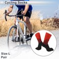 thumbnail image 2 of Calcetines de ciclismo Unique Bargains, absorbentes de sudor, antiolor, antifricción, negros y rojos, tamaño L, 1 par, diseño de bloques de color, 2 of 6