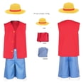 thumbnail image 2 of Disfraz de Luffy para cosplay, pieza de anime, abrigo, pantalones, sombrero para niños, ropa de playa, fiesta de carnaval, Halloween, juego de rol, 2 of 5
