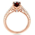 thumbnail image 3 of 18K Rose Gold Plated Silver Red Garnet and White Created Sapphire Engagement Ring for Women (1.22 Cttw, Cushion Checkerboard 6MM, Gemstone January Birthstone, Available in Size 5, 6, 7, 8, 9), 3 of 5