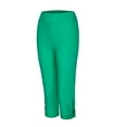 thumbnail image 5 of MKOSPLRT Capri Leggings for Girl High Waist Stretchy Yoga Gym Capris Solid Color Slim Fit Workout Athletic Leggings with Cut Hem, 5 of 9