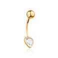 thumbnail image 4 of Belly Button Rings 14k Yellow Gold Navel Rings Simulated Diamond Heart Bezel Set Stud Body Piercing, 4 of 6