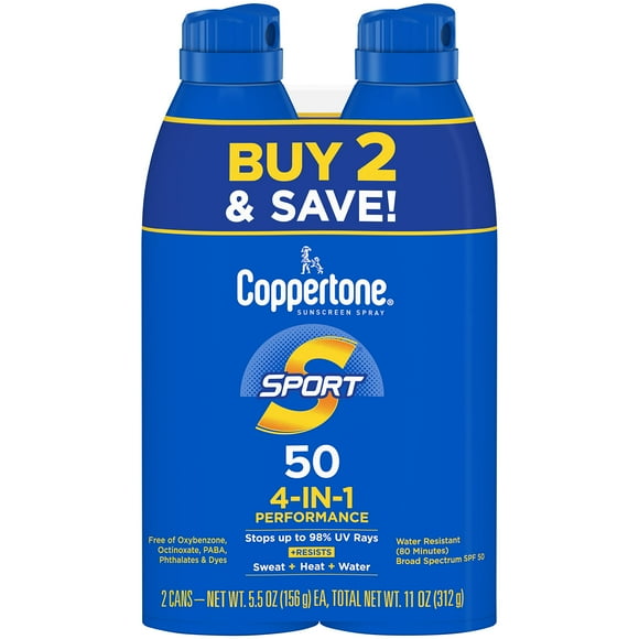 Spray de protección solar Coppertone SPORT SPF 50 163 ml, paquete de 2