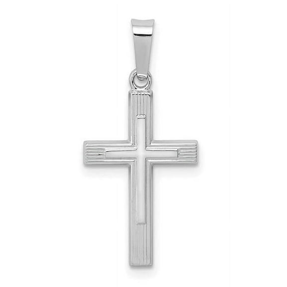 Finest Gold 14K White Gold Polished Latin Cross Pendant