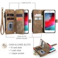 thumbnail image 2 of JTCASES for iPhone 7/8/SE Wallet Case with Zipper Purse Card Holders Flip Stand Wrist Strap Magnetic Closure PU Leather Anti-scracth Support Wireless Charging Drop Resistant Business Shell, Brown, 2 of 10