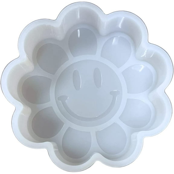 Smiley Face Flower Retro Boho 80s Car Freshie Silicone Mold  3.5 x 3 x 0.08 inches for Scented Aroma Beads Car Candle, Soap Oven Safe to 450 F Bake Heat Resistant