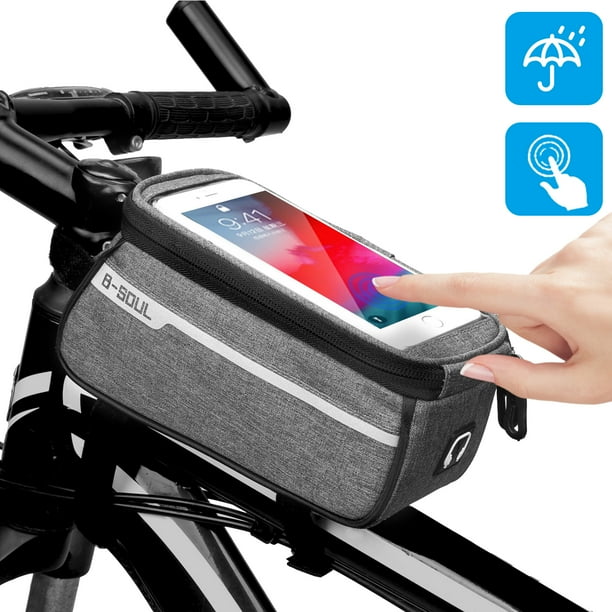 Amazon Com Tricodale Bike Phone Front Frame Bag Waterproof Bike Bag Bike Top Tube Bag Bike Frame Bag Stable Handlebar Bags Cycling Storage Bag Compatible With Iphone 7 8 Plus Xs Below