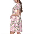 thumbnail image 2 of Vsdgher Marguerites Fleurs pour Femmes Été 2025 Robes Midi Maxi Décontractées Légères Manches Courtes Col Rond Robe de Plage, 2 of 6