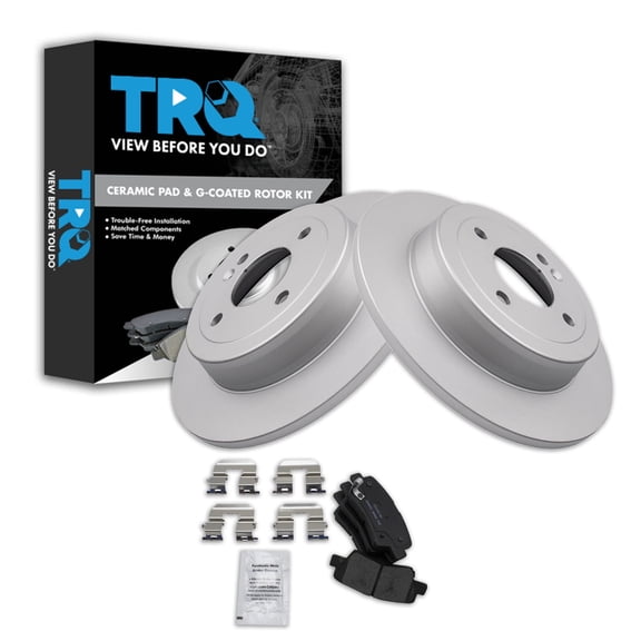 TRQ Rear Brake Pad and Rotor Set Ceramic Coated Rotors Fits 2012-2017 Hyundai Accent Kia Rio