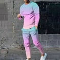 thumbnail image 2 of Eryao Tracksuit Set for Men Round Neck Outfits Gradient Suit Long Sleeve Blouse Matching Drawstring Trousers Jogger Sweatsuit with Pockets,Pink,L, 2 of 8