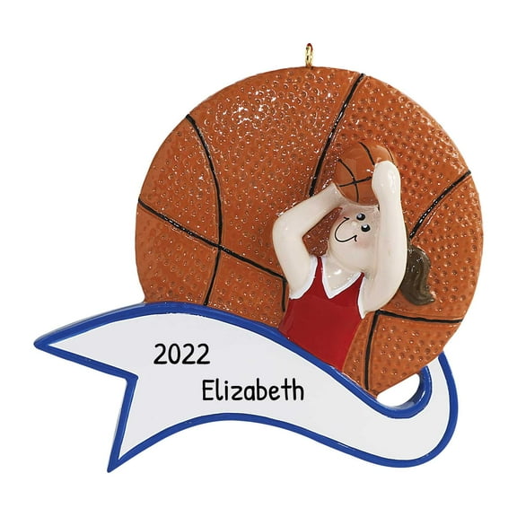 Ornaments by Elves Personalized Boy Basketball Girl Banner Christmas Tree Ornaments 2024 .25lbs