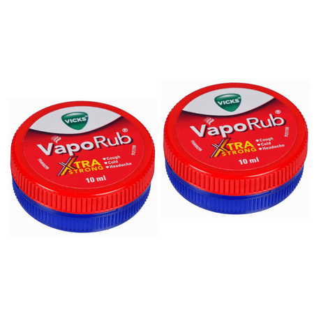 Vicks VapoRub Xtra Strong Balm 10 ml Each 2 Pack Travel-Size Menthol