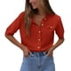 thumbnail image 1 of Suéter PRETTYGARDEN para Mujer Verano con Botones Rojo Óxido M, 1 of 8