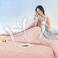thumbnail image 6 of Qocolhg Solid Color Conditioning Quilt, Lightweight Summer Comforter Cooling Blanket for All Season Use, Machine Washable, Bedding Soft Coverlet Cooling Quilts for Hot Sleepers, 39x59 inch, Pink, 6 of 6