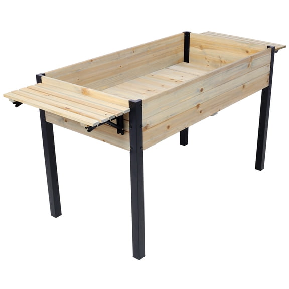 AsterOutdoor raised Garden Bed,Planter Boxes with Storage Shelf,Fir Wood & Metal,62.5 x 23.6 x 29.5 Inch
