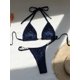 thumbnail image 1 of Traje de baño de dos piezas con estampado de leopardo para mujer, conjunto de Bikini Sexy a rayas, ropa de playa, Tanga, 1 of 5