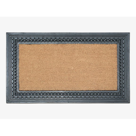 A1HC Natural Coir and Rubber Door Mat, 24x39, Thick Durable Doormats for Indoor Outdoor Entrance, Heavy Duty, Low Profile Door Mat, Easy to Clean, Long Lasting, Front Porch Entry Rug, Black Finish
