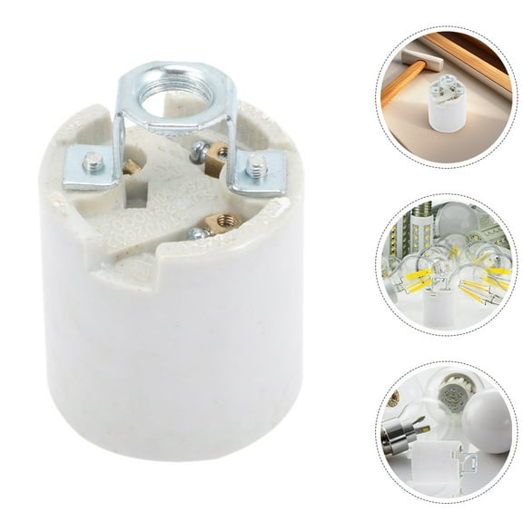 FRCOLOR 2PCS E26 Ceramic Lamp Holder Sockets Light Bulb Base Adapter for Ceiling and Table Lamps