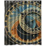 YUSDECOR Personality Prague Astronomical Clock Shower Curtain Polyester Fabric Bathroom Shower Curtain 60x72 inches