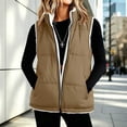 thumbnail image 6 of DISKEBUISS Women's Sherpa Lined Puffer Vest Stand Collar Full Zip Quilted Gilet with Pockets for Fall Winter, 6 of 8