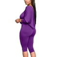 thumbnail image 3 of Frontwalk Ladies Loungwear Drawstring Nightwear Elastic Waist Sleepwear Women 2 Piece Outfits Lounge Sets Tops And Shorts Pjs Purple 2XL, 3 of 4