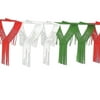 Beistle Club Pack of 12 Red, White and Green Drop Fringe Streamer Garland Party Decorations 12'