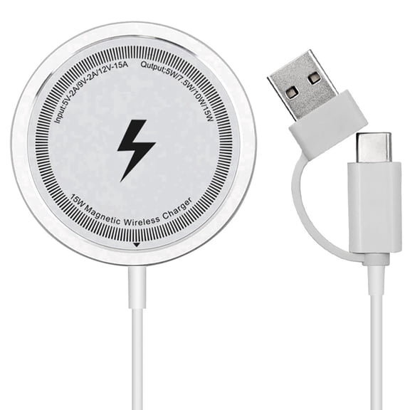 15W Magnetic Wireless Charger Fast Charging Pad Compatible with iPhone 16/15/14/13/12 Series & AirPods 4/3/2/Pro Magnetic Charging Pad with Dual Ports