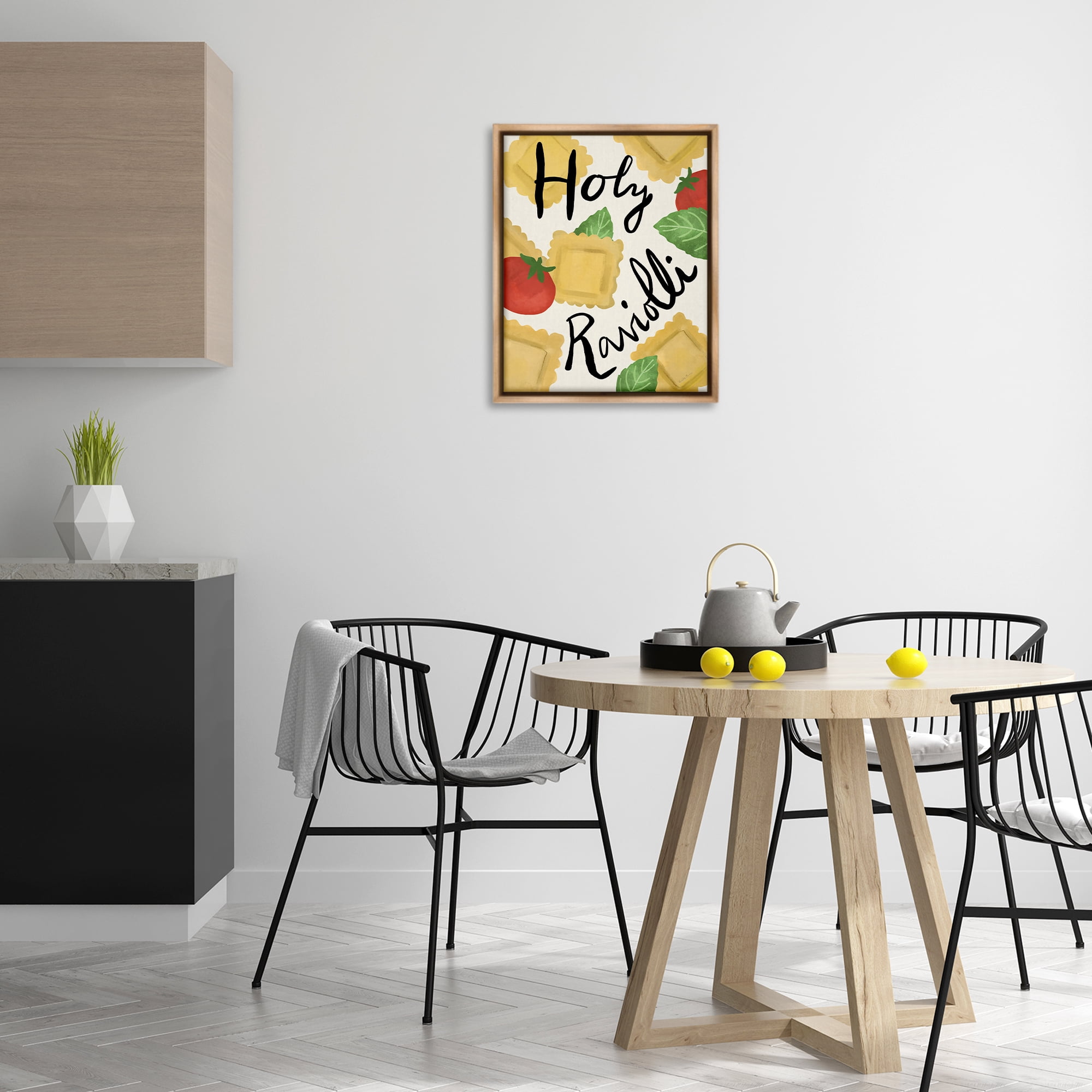 Stupell Industries Funny Holy Ravioli Food & Beverage Painting Brown Floater Framed Art Print Wall Art, 17 x 21