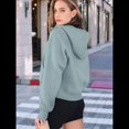 thumbnail image 4 of Sudaderas con Capucha para Mujer Sudaderas Forro Sudaderas de Entrenamiento de Moda de Otoño Chaquetas de Invierno Suéteres de Gran Tamaño Camisetas Ropa 2025 Gris Verde M, 4 of 8