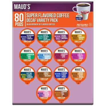 Maud's Decaf Super Flavored Coffee Variety Pack, Compatible w/ K-Cup Brewers, 80ct