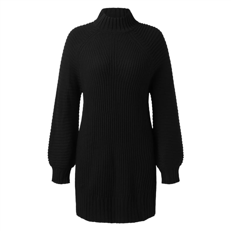 princess polly baby blue dress Women Turtleneck Long Sleeve Knit Pullover Sweater Bodycon Mini Dress  Sweaters Black,XL