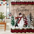 thumbnail image 6 of Shower Curtain 48"W x 72"L Merry Christmas Snowman Xmas Tree Plaid Wood Grain Fabric Shower Curtains Set with Hooks Water Repellent Bathroom Curtains Machine Washable Bathroom Accessories, 6 of 9
