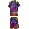 thumbnail image 2 of Boys Geometry Dash Short Sleeve Mesh T-Shirt And Shorts Outfit Set Summer Clothes Set for Kids, 2 of 7